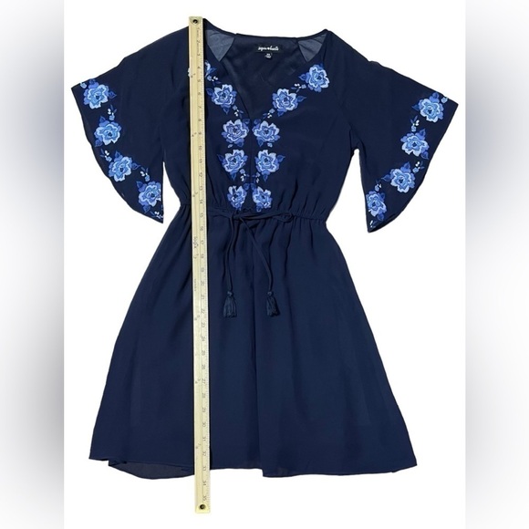 Sequin Hearts Blue Floral Boho Dress with Tassels in Women’s Size Extra Small - Picture 11 of 15